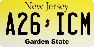 NJ license plate A26ICM