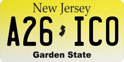 NJ license plate A26ICO