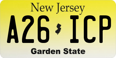 NJ license plate A26ICP