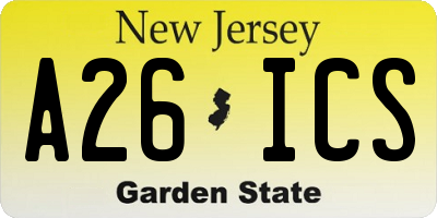 NJ license plate A26ICS