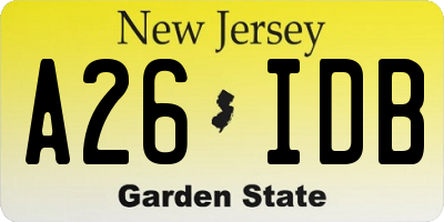 NJ license plate A26IDB