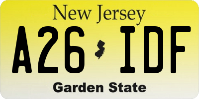 NJ license plate A26IDF