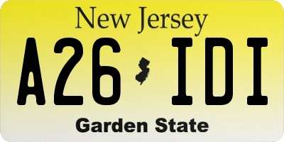 NJ license plate A26IDI