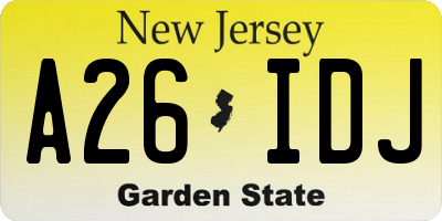 NJ license plate A26IDJ