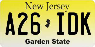 NJ license plate A26IDK