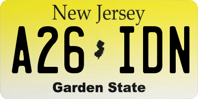NJ license plate A26IDN