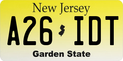 NJ license plate A26IDT