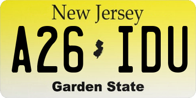 NJ license plate A26IDU