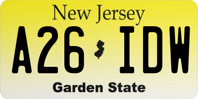 NJ license plate A26IDW