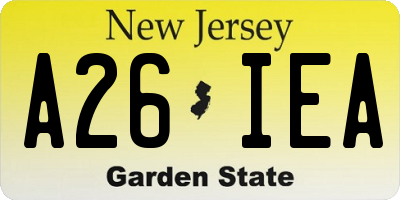 NJ license plate A26IEA
