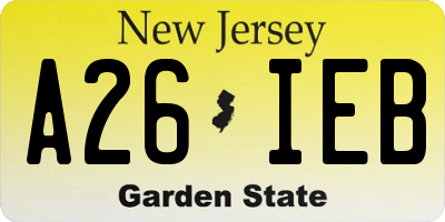 NJ license plate A26IEB