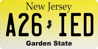 NJ license plate A26IED