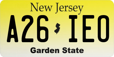 NJ license plate A26IEO