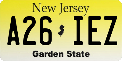 NJ license plate A26IEZ