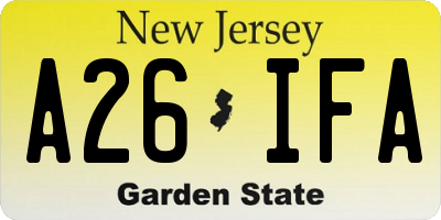 NJ license plate A26IFA