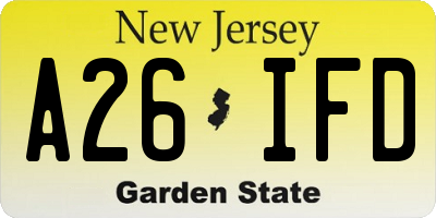 NJ license plate A26IFD
