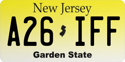 NJ license plate A26IFF