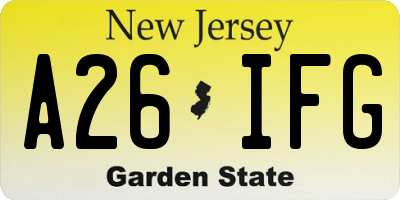 NJ license plate A26IFG