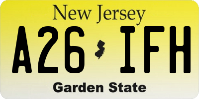 NJ license plate A26IFH