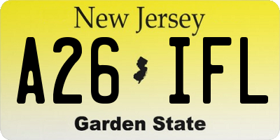 NJ license plate A26IFL