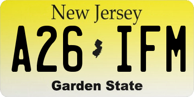NJ license plate A26IFM