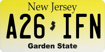 NJ license plate A26IFN