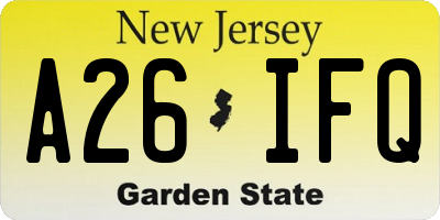 NJ license plate A26IFQ