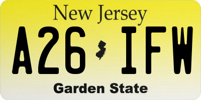NJ license plate A26IFW