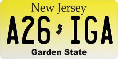 NJ license plate A26IGA