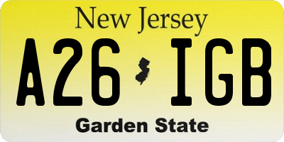NJ license plate A26IGB
