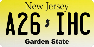 NJ license plate A26IHC