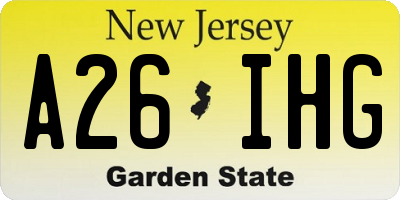 NJ license plate A26IHG