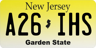 NJ license plate A26IHS