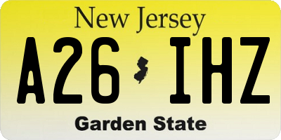 NJ license plate A26IHZ