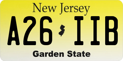 NJ license plate A26IIB