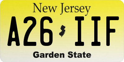 NJ license plate A26IIF