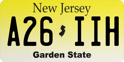 NJ license plate A26IIH