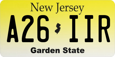 NJ license plate A26IIR
