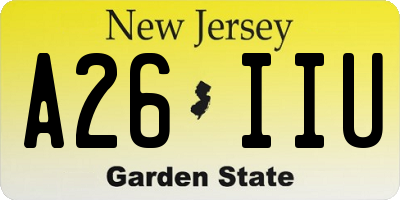 NJ license plate A26IIU