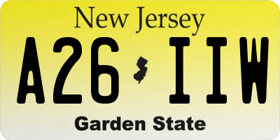 NJ license plate A26IIW