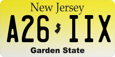 NJ license plate A26IIX