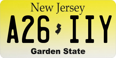 NJ license plate A26IIY