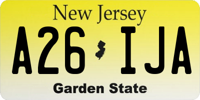 NJ license plate A26IJA