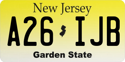 NJ license plate A26IJB