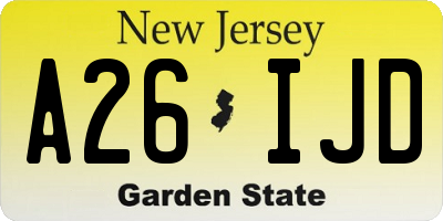 NJ license plate A26IJD
