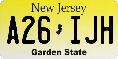 NJ license plate A26IJH