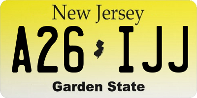 NJ license plate A26IJJ