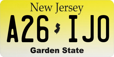 NJ license plate A26IJO