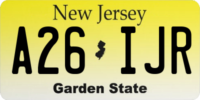 NJ license plate A26IJR
