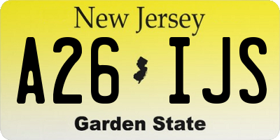 NJ license plate A26IJS